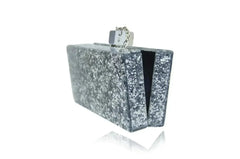 Silver Glitter Acrylic Box Clutch - Femstylo