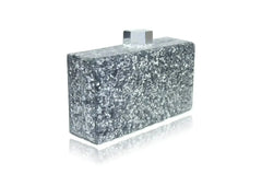 Silver Glitter Acrylic Box Clutch - Femstylo