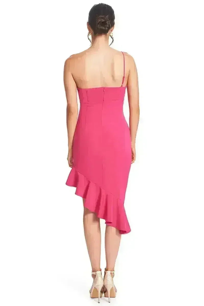 Rufflin' Round Dress - Asymmetric dress with ruffle hem - Femstylo