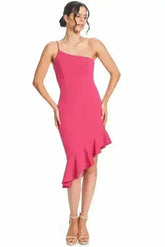 Rufflin' Round Dress - Asymmetric dress with ruffle hem - Femstylo