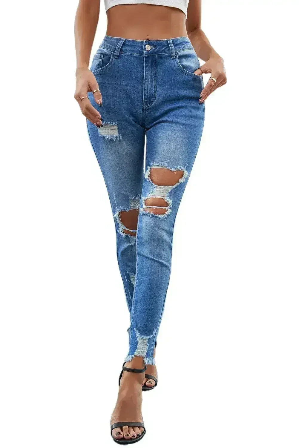 Distressed Skinny Jeans - Femstylo