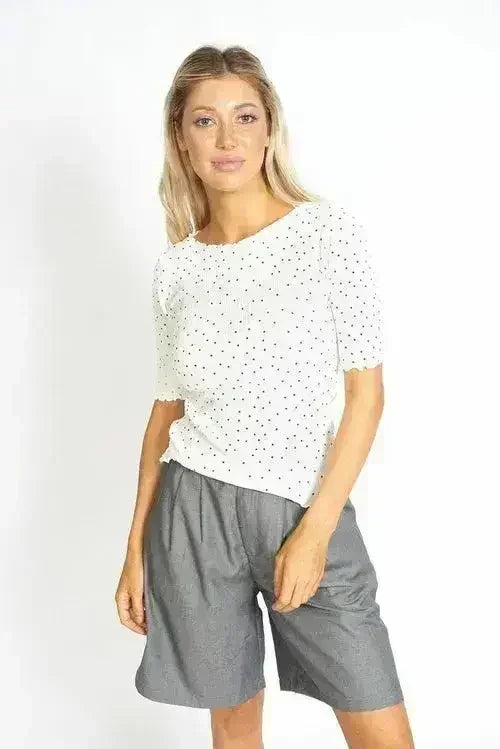 So Sweet Frill Polka Dots Top - Femstylo