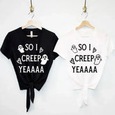 SO I CREEP Yeaaa Women's Halloween Crop Top Shirt - Femstylo