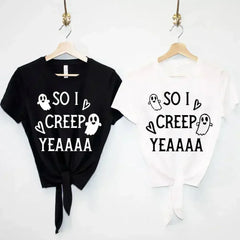 SO I CREEP Yeaaa Women's Halloween Crop Top Shirt - Femstylo