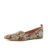Women's Flat Socialite Orange Snake Skin - Femstylo