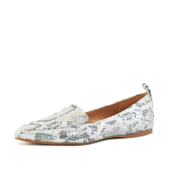 Women's Flat Socialite Silver Snake Skin - Femstylo