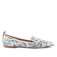 Women's Flat Socialite Silver Snake Skin - Femstylo