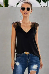 Spaghetti Strap Black One More Night Lace Cami Tank - Femstylo