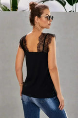 Spaghetti Strap Black One More Night Lace Cami Tank - Femstylo