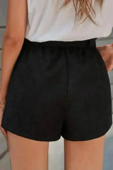 Summer Black Cotton Blend Pocketed Knit Shorts - Femstylo