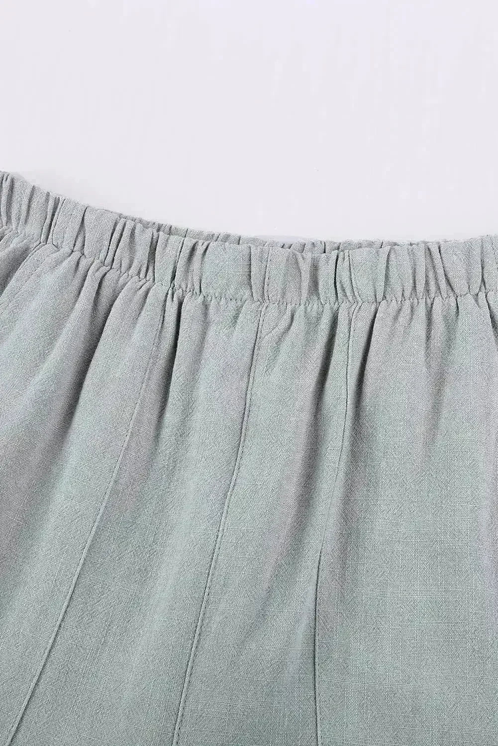 Summer Gray Blue Pocketed Flutter Linen Cotton Shorts - Femstylo