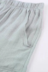Summer Gray Blue Pocketed Flutter Linen Cotton Shorts - Femstylo