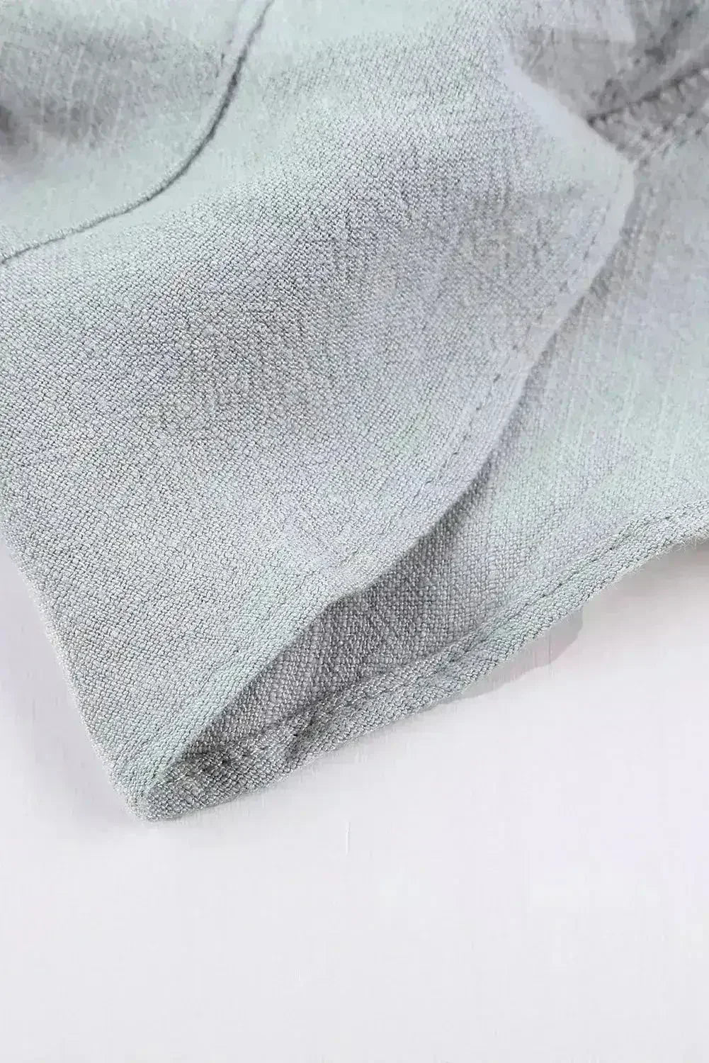 Summer Gray Blue Pocketed Flutter Linen Cotton Shorts - Femstylo