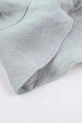 Summer Gray Blue Pocketed Flutter Linen Cotton Shorts - Femstylo