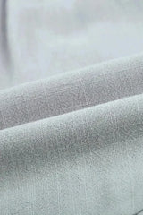 Summer Gray Blue Pocketed Flutter Linen Cotton Shorts - Femstylo