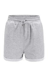 Summer Women Gray Tie Waist Side Pockets Cuffed Lounge Shorts - Femstylo