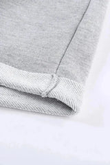 Summer Women Gray Tie Waist Side Pockets Cuffed Lounge Shorts - Femstylo