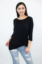 Twisted Front Comfort Top - Black | Rayon-Spandex | Femstylo - Femstylo