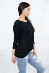 Twisted Front Comfort Top - Black | Rayon-Spandex | Femstylo - Femstylo