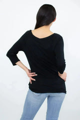 Twisted Front Comfort Top - Black | Rayon-Spandex | Femstylo - Femstylo