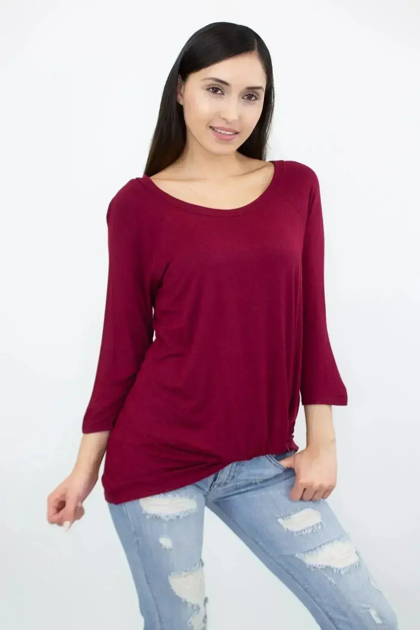 Twisted Front Comfortable Top - Wine | Femstylo Fashion - Femstylo