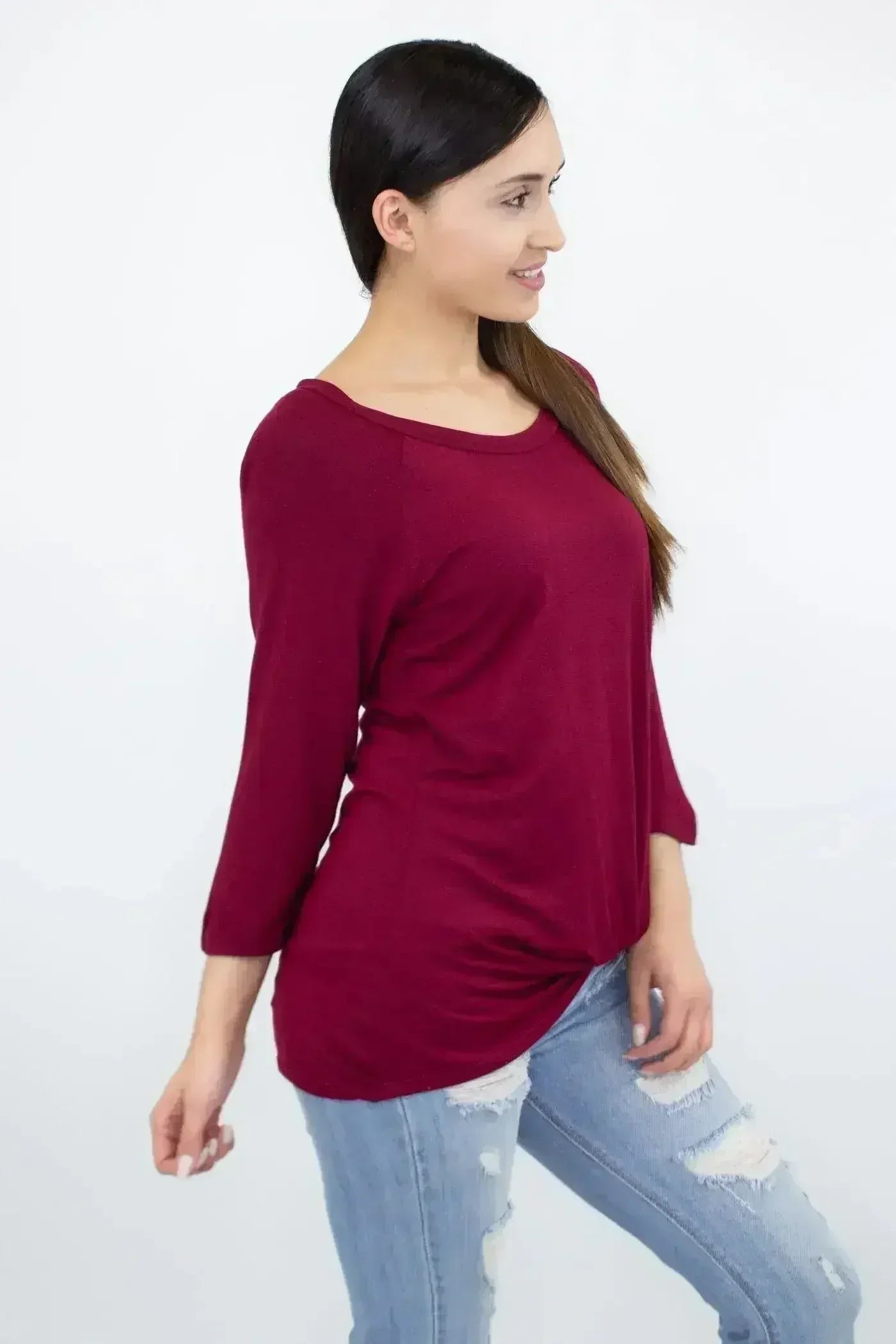 Twisted Front Comfortable Top - Wine | Femstylo Fashion - Femstylo