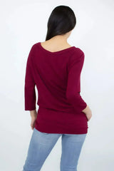 Twisted Front Comfortable Top - Wine | Femstylo Fashion - Femstylo