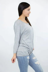 Twisted Front Comfort Top - Heather Grey | Femstylo - Femstylo
