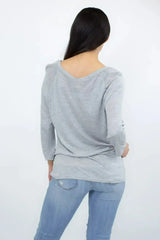 Twisted Front Comfort Top - Heather Grey | Femstylo - Femstylo