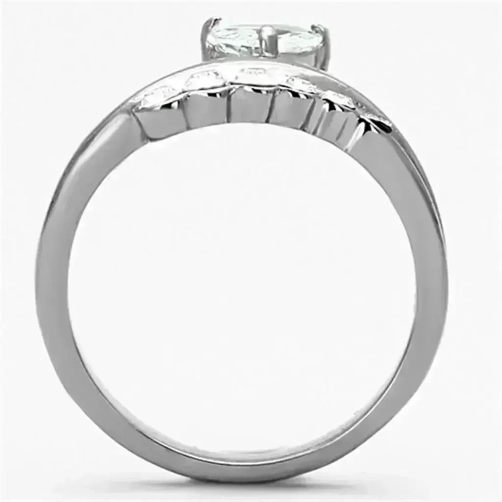 TK1080 - High polished (no plating) Stainless Steel Ring with AAA - Femstylo