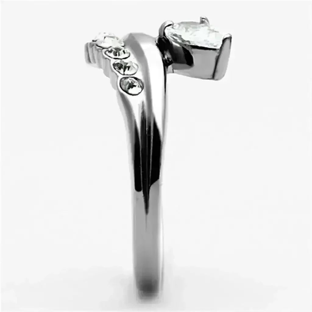 TK1080 - High polished (no plating) Stainless Steel Ring with AAA - Femstylo