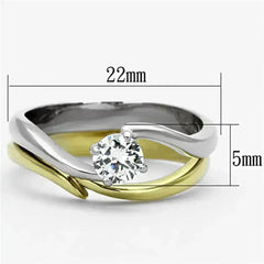 TK1092 - Two-Tone IP Gold (Ion Plating) Stainless Steel Ring with AAA - Femstylo