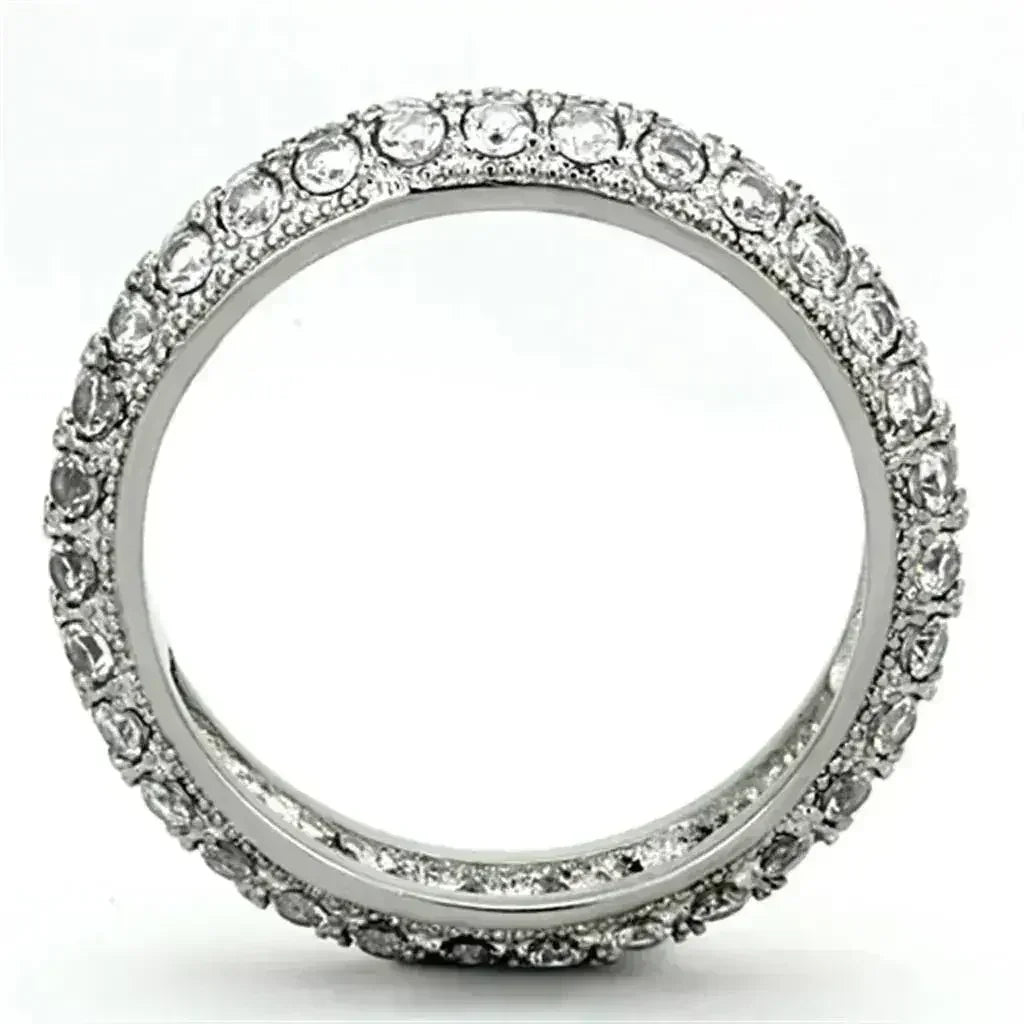 TK1225 - High polished (no plating) Stainless Steel Ring with AAA - Femstylo