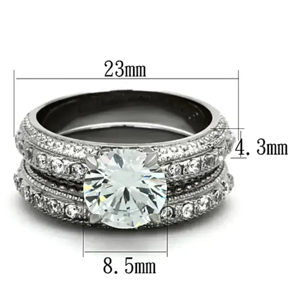 TK1228 - High polished (no plating) Stainless Steel Ring with AAA - Femstylo