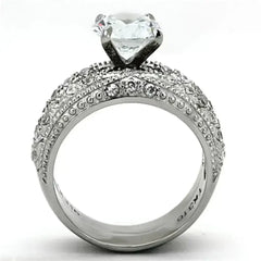 TK1228 - High polished (no plating) Stainless Steel Ring with AAA - Femstylo