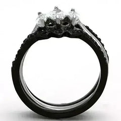 TK1347 - Two-Tone IP Black Stainless Steel Ring with AAA Grade CZ in - Femstylo