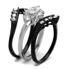 TK2188 - Two-Tone IP Black Stainless Steel Ring with AAA Grade CZ in - Femstylo