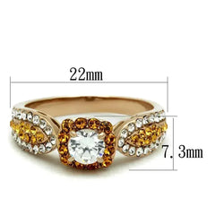 Rose Gold Stainless Steel Ring - AAA CZ Solitaire Jewelry - Femstylo