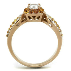 Rose Gold Stainless Steel Ring - AAA CZ Solitaire Jewelry - Femstylo