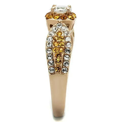 Rose Gold Stainless Steel Ring - AAA CZ Solitaire Jewelry - Femstylo