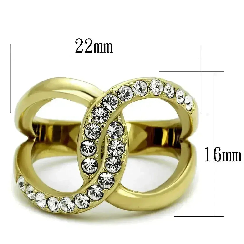TK2253 - Two-Tone IP Gold (Ion Plating) Stainless Steel Ring with Top - Femstylo