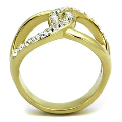 TK2253 - Two-Tone IP Gold (Ion Plating) Stainless Steel Ring with Top - Femstylo