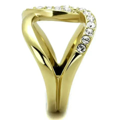 TK2253 - Two-Tone IP Gold (Ion Plating) Stainless Steel Ring with Top - Femstylo