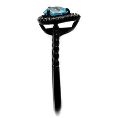 TK2364 - IP Black(Ion Plating) Stainless Steel Ring with AAA Grade CZ - Femstylo