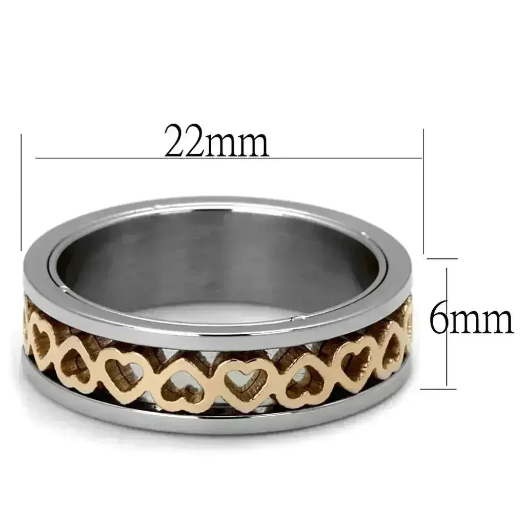 TK2398 - Two-Tone IP Rose Gold Stainless Steel Ring with No Stone - Femstylo