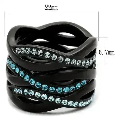 TK2492 - IP Black(Ion Plating) Stainless Steel Ring with Top Grade - Femstylo