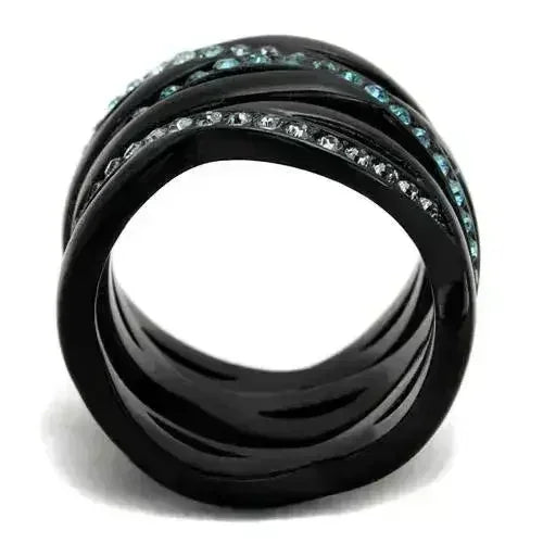TK2492 - IP Black(Ion Plating) Stainless Steel Ring with Top Grade - Femstylo