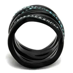 TK2492 - IP Black(Ion Plating) Stainless Steel Ring with Top Grade - Femstylo