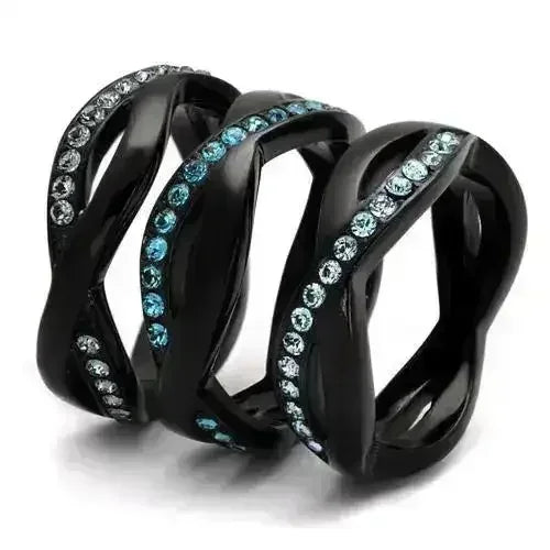 TK2492 - IP Black(Ion Plating) Stainless Steel Ring with Top Grade - Femstylo
