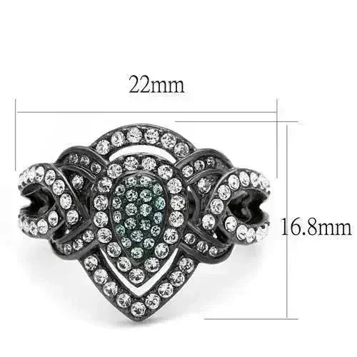 IP Gun Black Stainless Steel Ring with Multi-Color Crystals TK2679 - Femstylo